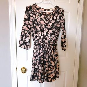 Black and pink floral keyhole dress